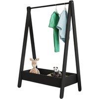 EONLION Wooden Hanging Dress Up Clothes Rail Rack in Black