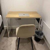 EONLION 100cm Computer Desk Writing Desk Corner Studying Desk PC Table in Beige