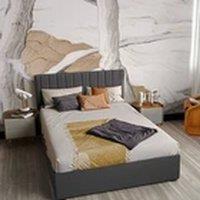 EONLION Gas Lift Up Bed Frame with Headboard Fabric Upholstered Storage Bed in Grey