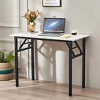EONLION Foldable Computer Desk Folding Desk Office Study PC Laptop Table in White