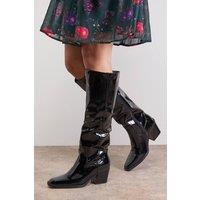 Oasis Women's Ruby Faux Leather Western High Block Heel Knee Boots in Black | Size: 3