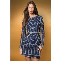 Coast Women's Long Sleeve Sequin Mini Dress in Navy | Size: 10