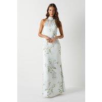 Coast Women's Dahlia Printed Satin Halterneck Bridesmaid Dress | Size: 18