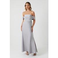 Coast Women's Bandeau Cold Shoudler Satin Bridesmaid Dress in Grey Mist | Size: 16
