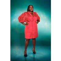 Coast Women's Statement Shoulder Structured Satin Blazer Mini Dress in Red | Size: 12