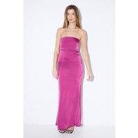 MissPap Women's Premium Satin Bandeau Overlay Bridesmaid Dress in Berry | Size: 6