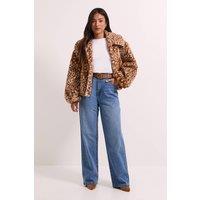 Dorothy Perkins Women's Petite Deer Print Fur Coat in Brown | Size: 8