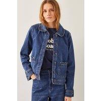 Monsoon Women's Sadie Ruffle Denim Jacket Blue | Size: 8