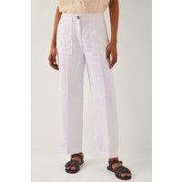 Monsoon Women's Jolie Regular Linen Wide Leg Trousers White | Size: 2XL