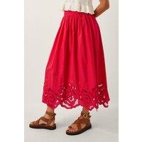 Monsoon Women's Grace Cutwork Midi Skirt Red | Size: Small