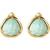 The Fine Collective Women's 18ct Gold Plated Sterling Silver Amazonite Stud Earrings
