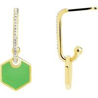The Fine Collective Women's Green Enamel & Crystal Hexagon Stud Earrings in Gold