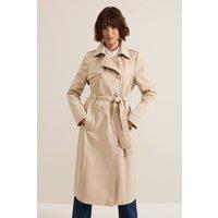 Phase Eight Women's Long Fitted Trench Coat in Light Tan | Size: 8