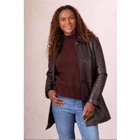 Lakeland Leather Women's 'Bilsco' Longline Leather Jacket in Brown | Size: 16