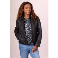 Lakeland Leather Women's 'Crosthwaite' Collared Leather Jacket in Black | Size: 14