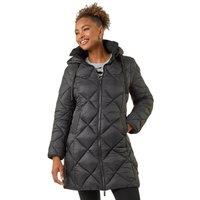 Roman Women's Diamond Quilt Padded Coat in Black | Size: 18