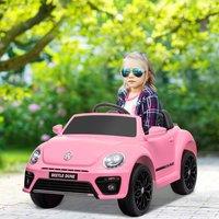 AIYAPLAY Women's Volkswagen Beetle Licensed 12V Ride on Car w/ Parent Remote Control in Pink