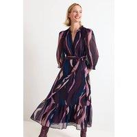 Phase Eight Women's Carra Swirl Puff Sleeve Midi Dress in Dusty Pink | Size: 12