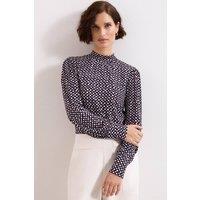 Phase Eight Women's Esme High Neck Printed Top in Aubergine | Size: 18