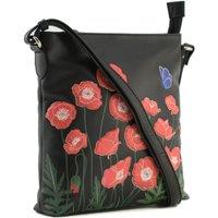 Mala leather Women's Poppy Floral Large Leather Crossbody Bag in Black