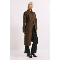 Wallis Women's Principles by Button Wrap Coat in Brown | Size: 14