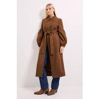 Wallis Women's Principles by Balloon Sleeve Coat in Brown | Size: 18