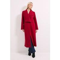 Wallis Women's Principles by Collar Wrap Maxi Coat in Cranberry | Size: 10