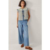 Monsoon Women's Judy Geometric Quilted Waistcoat Ivory | Size: 2XL