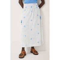 Monsoon Women's Daisy Embroidered Floral Midi Skirt White | Size: XL