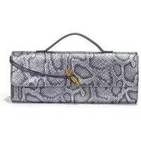 PEACH ACCESSORIES Women's Snake Print Detail Clutch Bag with Gold Knot in Grey
