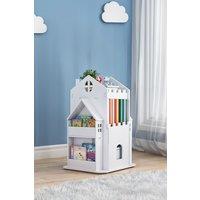 Living and Home 3-Tier Castle Rotating Bookshelf Storage Rack Organiser in White
