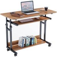 Dprodo Portable Computer Desk with Movable Wheels in Walnut