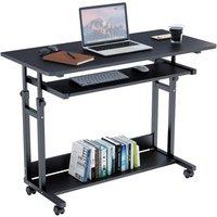 Dprodo Portable Computer Desk with Movable Wheels in Black