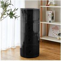 Cylindrical 4-Tier Drawer Storage Unit in Black