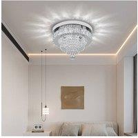 Elegant One Layer Crystal Waterfall Round Ceiling Light in Silver