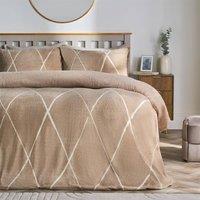 OHS Diamond Check Teddy Fleece Bedding Set in Natural | Size: King