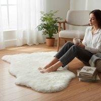Infinity Leather Soft Real Sheepskin Natural Wool Single Rug - Single in Ivory | Size: 90 cm x 60 cm