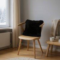Infinity Leather Natural Sheepskin Real Wool Cushion in Black | Size: 40 cm x 40 cm