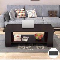 Havendro Modern Coffee Table with Lower Shelf, Black Living Room