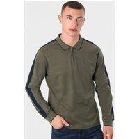 Larsson & Co Men's Panel Long Sleeve Polo in Olive | Size: Large