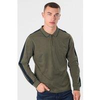 Larsson & Co Men's Panel Long Sleeve Polo in Olive | Size: Small
