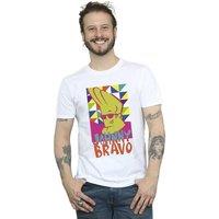 Johnny Bravo Men's Multi Triangles Pop Art T-Shirt in White | Size: Large