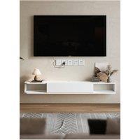 H&O Direct Floating TV Unit Wall Mounted TV Stand Cabinet in White
