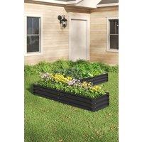 Living and Home L-Shaped Galvanized Steel Raised Garden Bed Charcoal Black