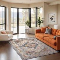 Livabliss Vintage Oriental Boho Jade Area Rug in Grey | Size: 200 cm x 200 cm