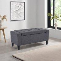 Home Republic Keswick Linen Storage Seat Storage Ottomans in Charcoal | Size: 2 Seater
