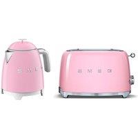Smeg Mini Kettle & Toaster Set, 2 Slice, 950W, Pink, KLF05PKUK/TSF01PKUK in Pink