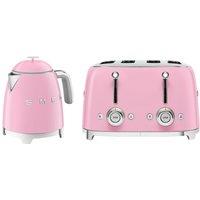 Smeg Mini Kettle & Toaster Set, 0.8L, 4 Slice, 2000W, Pink, KLF05PKUK/TSF03PKUK in Pink