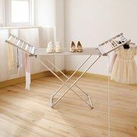 Alivio Foldable Clothes Drying Rack with Extendable Wings, Portable Indoor & Outdoor Laundry Airer in Silver