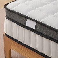 Bed Time UK Plush Bed with Mattress, 2 Drawers & 20 Chesterfield Headboard in White | Size: Double